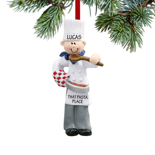 custom personalized male chef with tasting spoon christmas ornament – Christmas ornament, holiday tree decoration or gift
