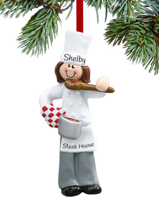 Female Chef with Tasting Spoon Ornament  by RUDOLPH AND ME Ornament