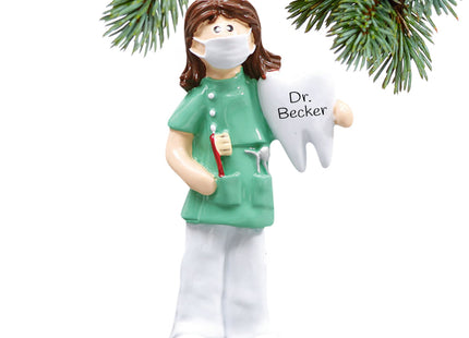 holiday personalized dentist or hygienist female christmas ornament – Christmas ornament, holiday tree decoration or gift