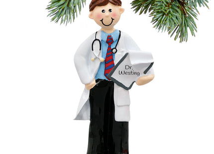 decorative personalized doctor male holding a patient chart christmas ornament – Christmas ornament, holiday tree decoration 