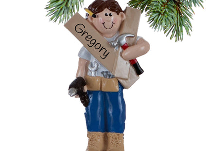 engraved personalized handyman or construction christmas ornament – Christmas ornament, holiday tree decoration or gift