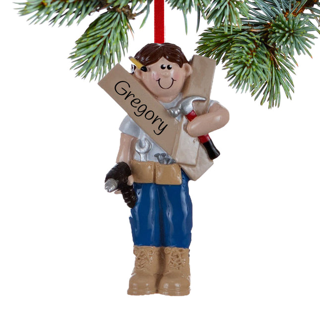 engraved personalized handyman or construction christmas ornament – Christmas ornament, holiday tree decoration or gift