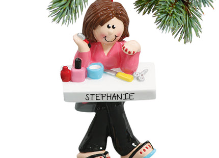 holiday personalized manicurist painting nails christmas ornament – Christmas ornament, holiday tree decoration or gift