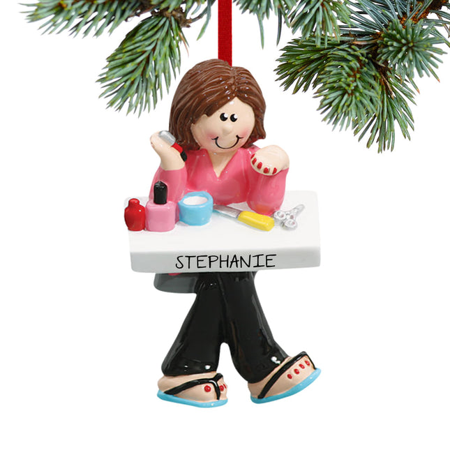 holiday personalized manicurist painting nails christmas ornament – Christmas ornament, holiday tree decoration or gift