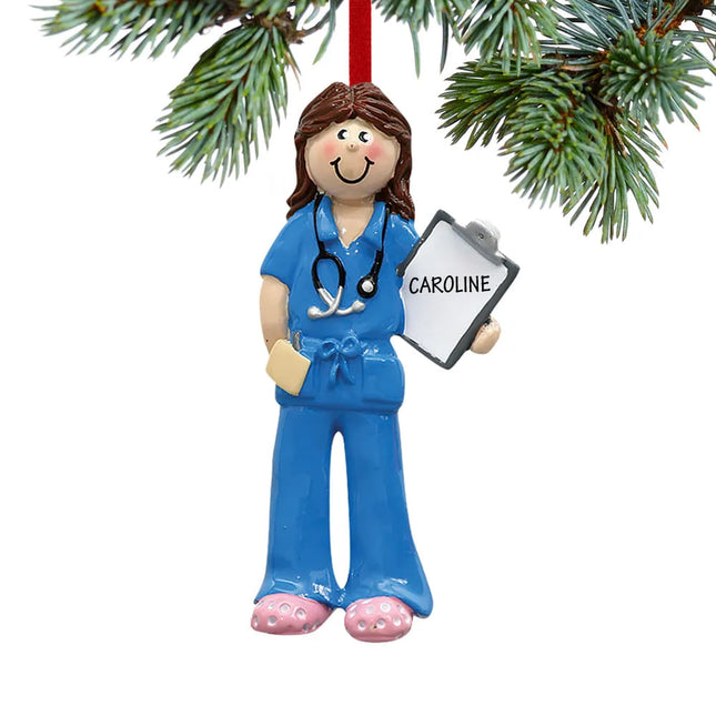 custom personalized female physician assistant, nurse, emt christmas ornament – Christmas ornament, holiday tree decoration o