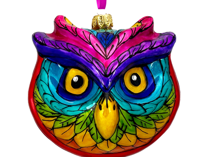 Rainbow Prism Owl Polish Glass Ornament