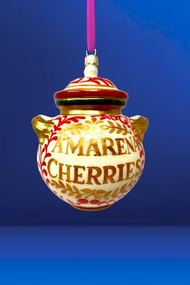 Amarena Cherries Jar Glass Christmas Ornament