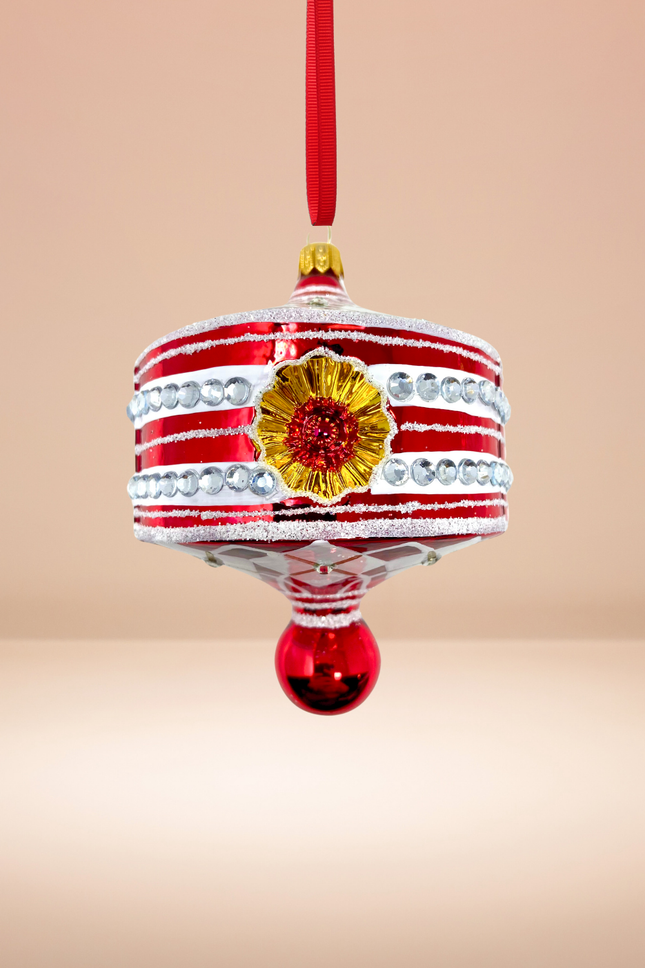 Red Harlequin Lantern Glass Ornament
