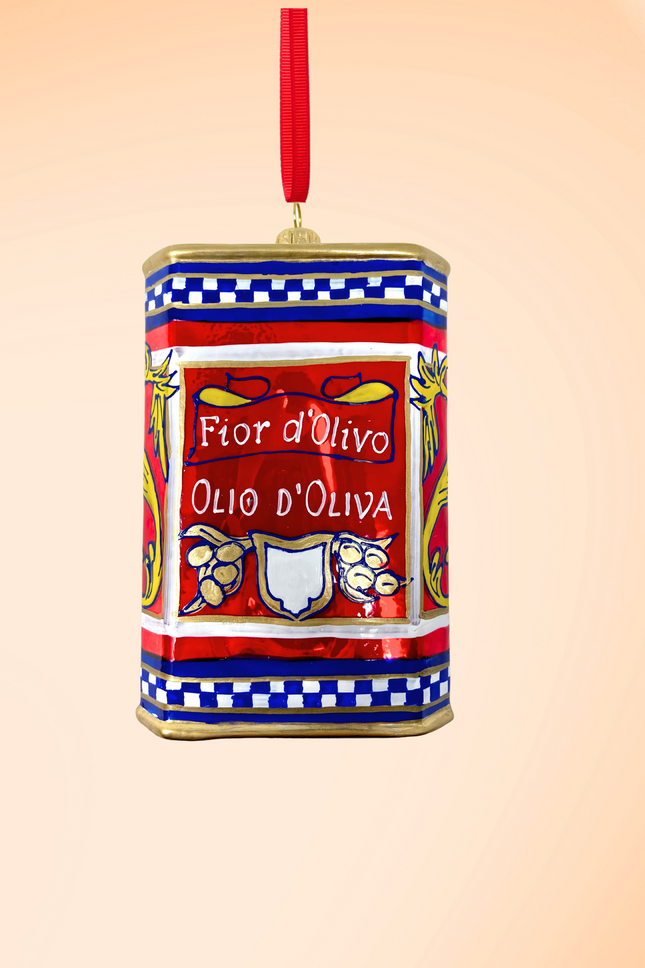 Fior D'Olivo Oil Can Polish Glass Ornament