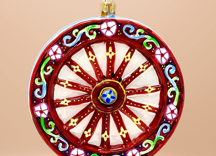 Sicilian Carretto Wheel Polish Glass Ornament (Rosso)