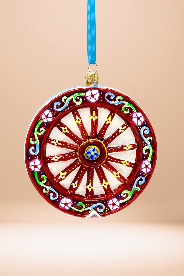Sicilian Carretto Wheel Polish Glass Ornament (Rosso)