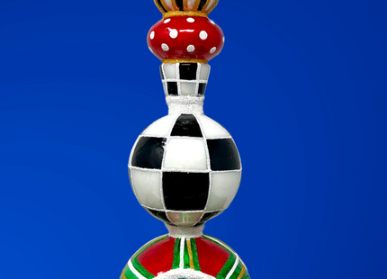 Red Tartan Glass Finial Tree Topper