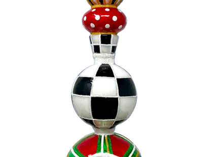 Red Tartan Glass Finial Tree Topper