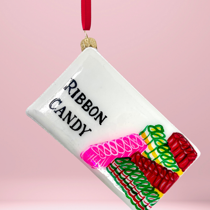 Ribbon Candy Box Glass Ornament
