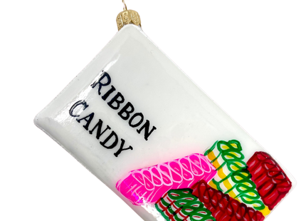 Ribbon Candy Box Glass Ornament