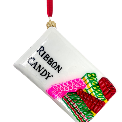 Ribbon Candy Box Glass Ornament