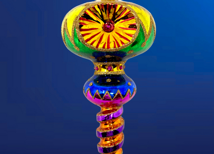 Ribbon Dance Reflector Polish Glass Ornament (Green)