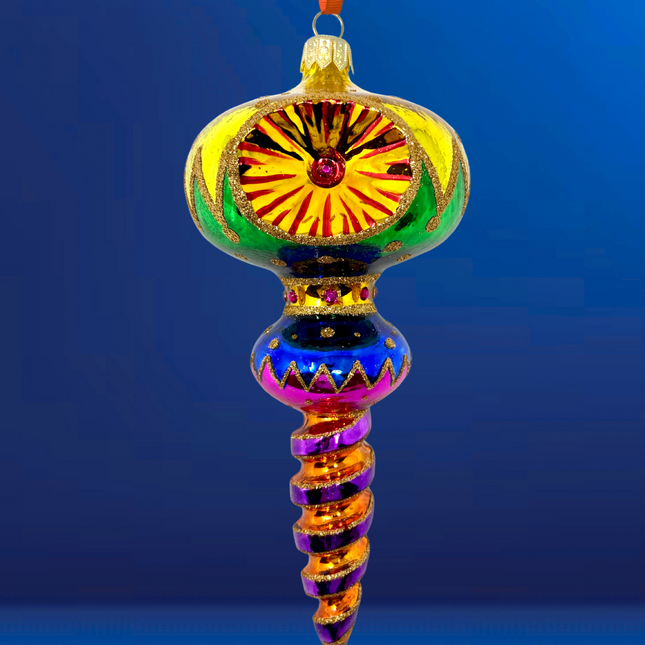 Ribbon Dance Reflector Polish Glass Ornament (Green)