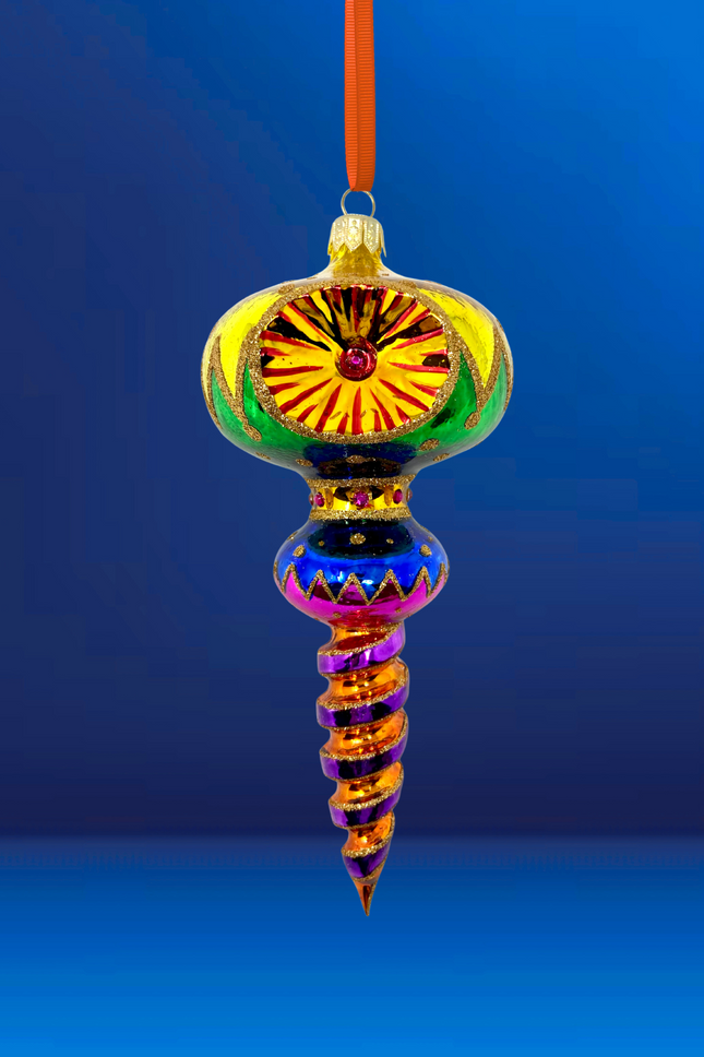 Ribbon Dance Reflector Polish Glass Ornament (Green)