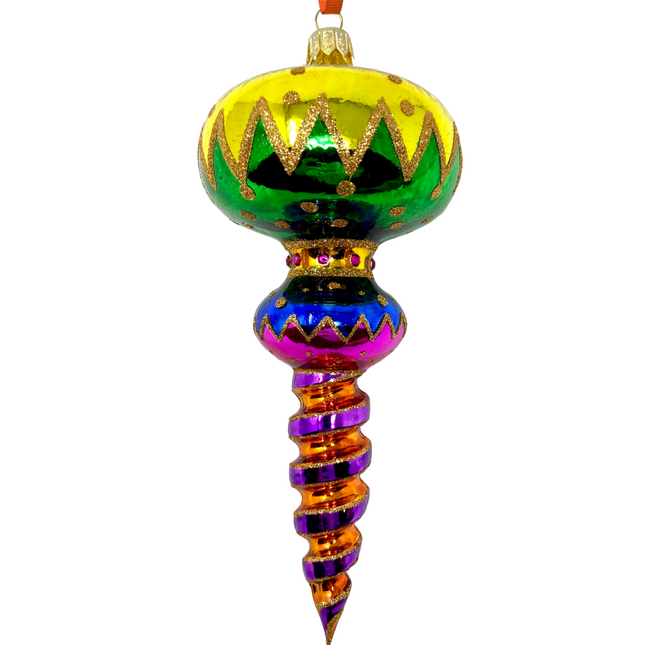 Ribbon Dance Reflector Polish Glass Ornament (Green)
