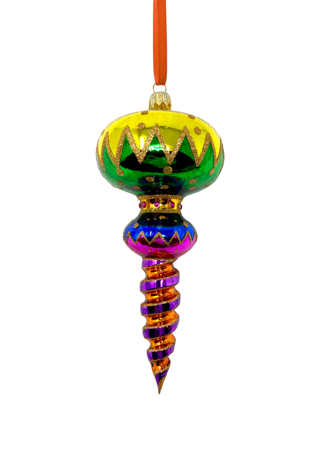 Ribbon Dance Reflector Polish Glass Ornament (Green)