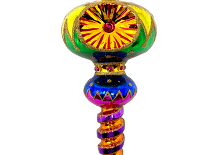 Ribbon Dance Reflector Polish Glass Ornament (Green)