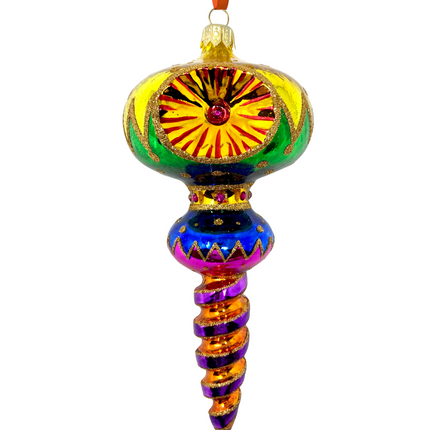 Ribbon Dance Reflector Polish Glass Ornament (Green)