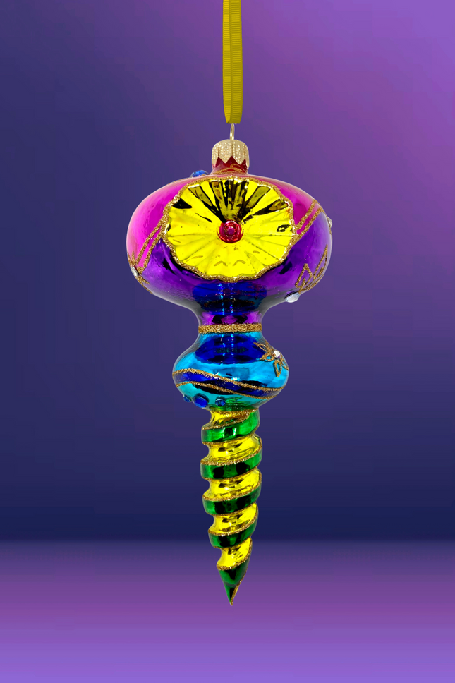 Ribbon Dance Reflector Polish Glass Ornament (Pink)