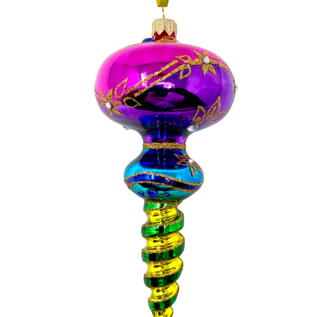 Ribbon Dance Reflector Polish Glass Ornament (Pink)
