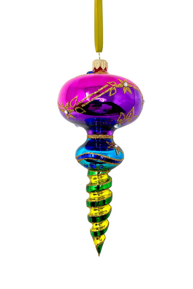 Ribbon Dance Reflector Polish Glass Ornament (Pink)