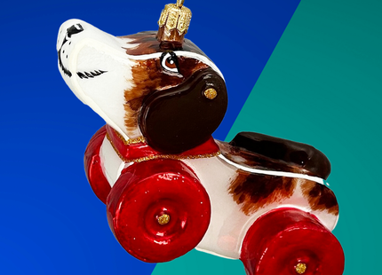 Riley Dog Pull Toy Glass Ornament