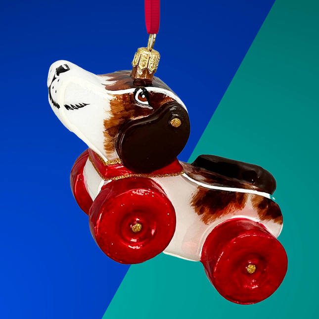 Riley Dog Pull Toy Glass Ornament