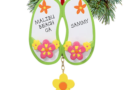 holiday personalized flower sandals christmas ornament – Christmas ornament, holiday tree decoration or gift