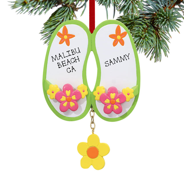 holiday personalized flower sandals christmas ornament – Christmas ornament, holiday tree decoration or gift