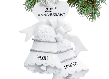 personalized personalized 25th anniversary bells christmas ornament – Christmas ornament, holiday tree decoration or gift