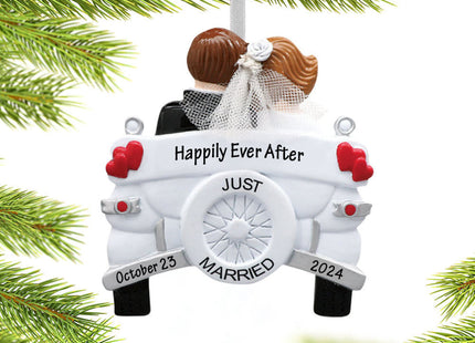 decorative personalized vintage wedding car christmas ornament – Christmas ornament, holiday tree decoration or gift