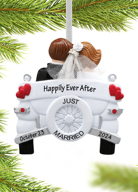 Vintage Wedding Car Ornament  by RUDOLPH AND ME Ornament