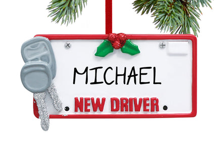 engraved personalized license plate with keys christmas ornament – Christmas ornament, holiday tree decoration or gift