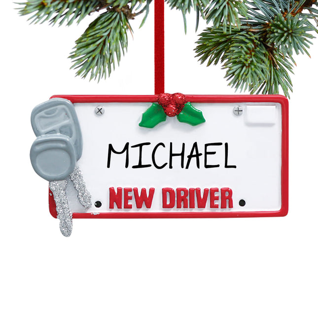 engraved personalized license plate with keys christmas ornament – Christmas ornament, holiday tree decoration or gift