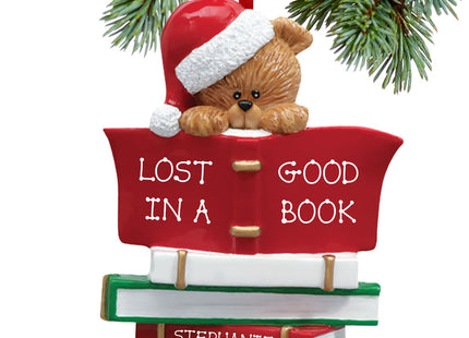 keepsake personalized book club bear wearing a santa hat christmas ornament – Christmas ornament, holiday tree decoration or 
