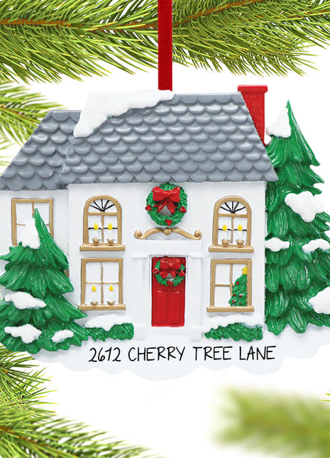 White House with Pine Trees Ornament  by RUDOLPH AND ME Ornament