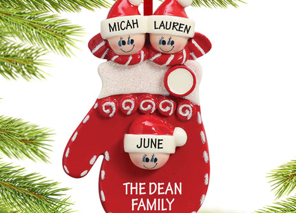 personalized personalized mitten family of 4 christmas ornament – Christmas ornament, holiday tree decoration or gift