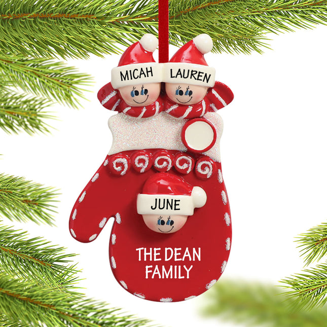 personalized personalized mitten family of 4 christmas ornament – Christmas ornament, holiday tree decoration or gift