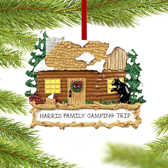 holiday personalized log cabin christmas ornament – Christmas ornament, holiday tree decoration or gift