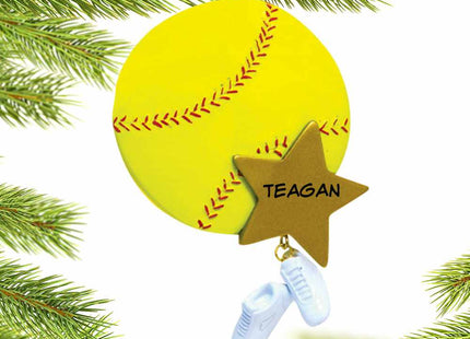 engraved personalized softball christmas ornament – Christmas ornament, holiday tree decoration or gift
