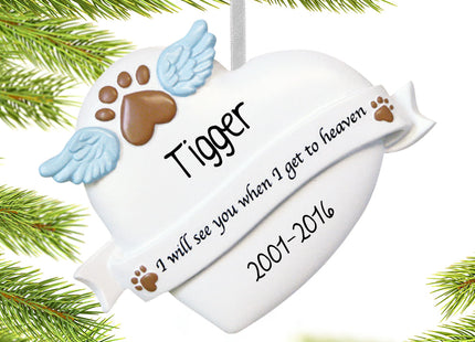 custom personalized pet memorial heart christmas ornament – Christmas ornament, holiday tree decoration or gift