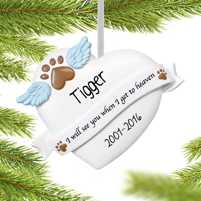 custom personalized pet memorial heart christmas ornament – Christmas ornament, holiday tree decoration or gift