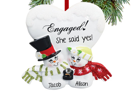 personalized personalized engagement snowman couple christmas ornament – Christmas ornament, holiday tree decoration or gift