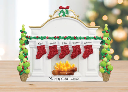decorative personalized mantel with 4 stockings tabletop christmas ornament – Christmas ornament, holiday tree decoration or 