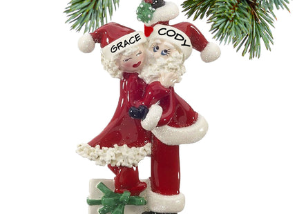 custom personalized mistletoe santa and mrs. claus christmas ornament – Christmas ornament, holiday tree decoration or gift